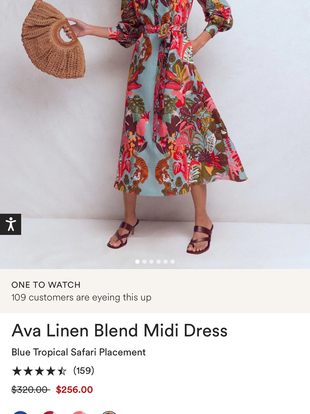 Boden Tropical Print Long-Sleeve Midi Dress in Aqua, Pink and Green - Picture 3 of 6